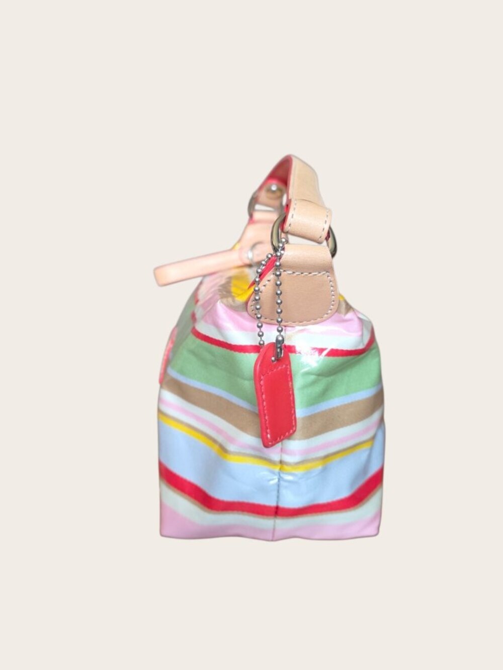 Coach Hampton Watercolor Stripe Pouch Bag Y2K Vintage Vachetta Trim Rare - Picture 12 of 16